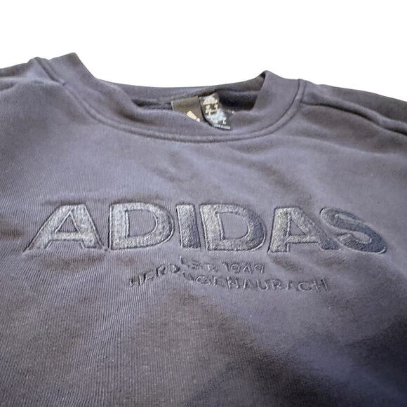 Adidas Sweatshirt Women's SM Navy Embroidered Logo Pullover Crewneck Heavy - Picture 2 of 5